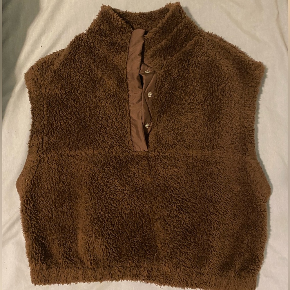 fur brown vest
